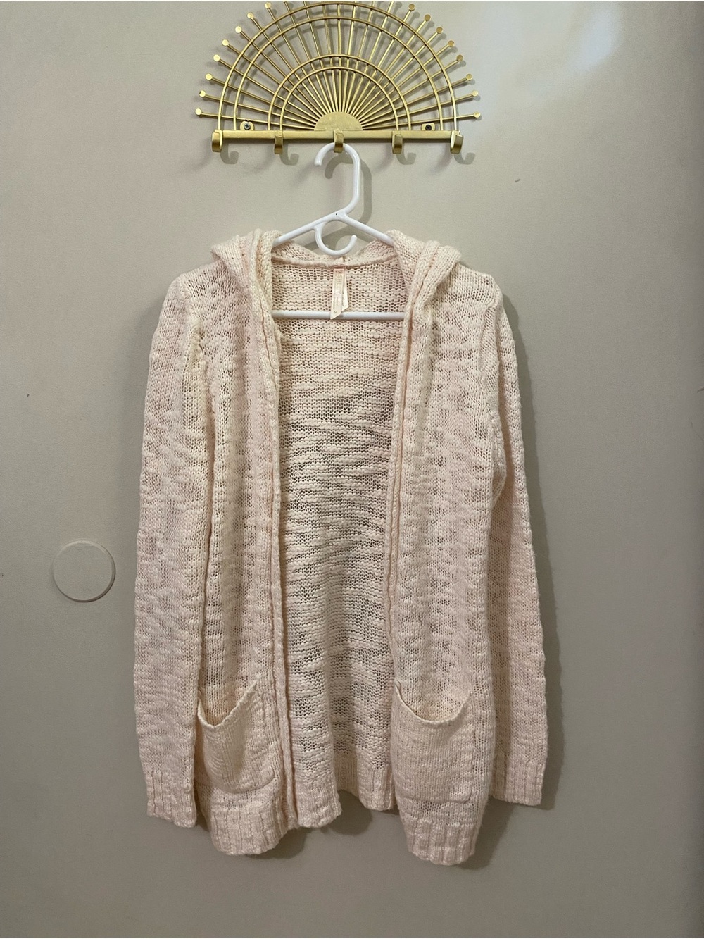 Ashley By 26 International Open-Front Hooded Cardigan in Soft Cream